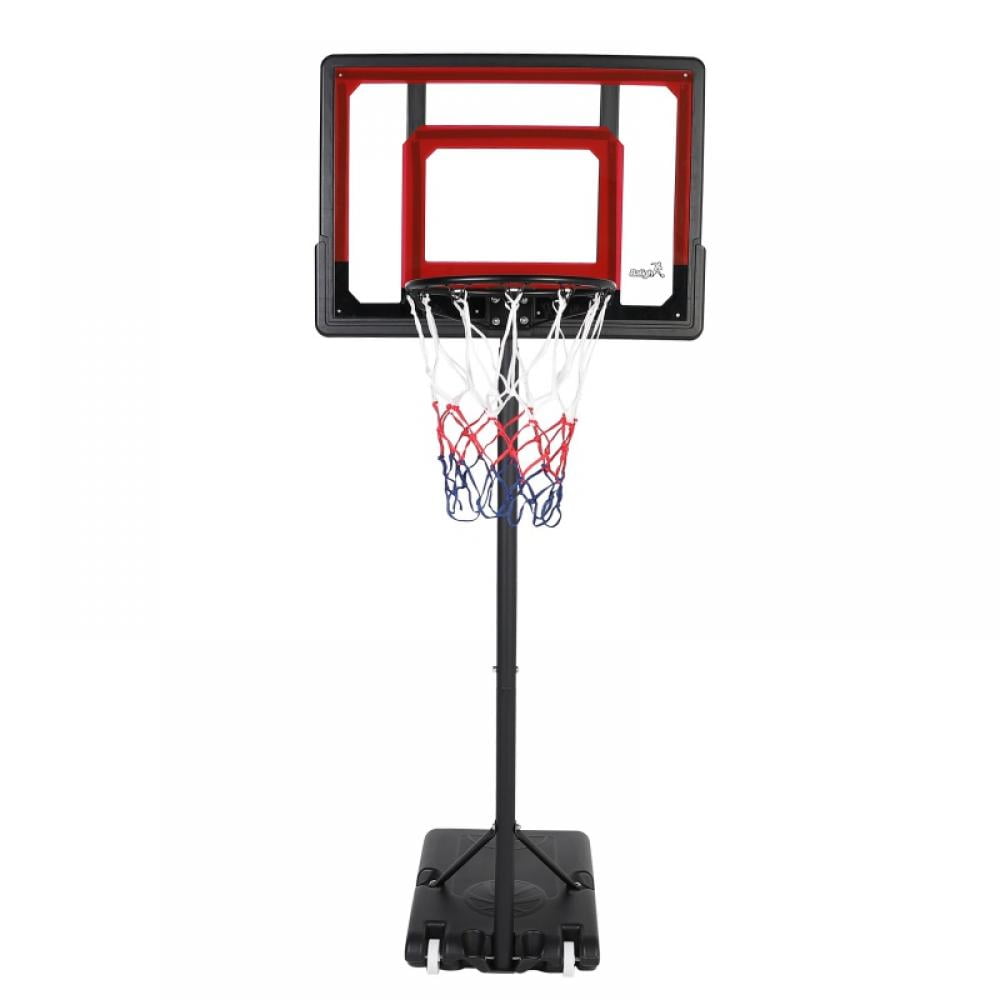 Adjustable Basketball Stand and Hoop Kids Basketball Rack Nylon Basketball Net with PVC Basketball and Pumpe for Outdoor Home Sports Stable 