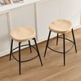 thumbnail image 4 of Zesthouse 25″ Swivel Counter Stools Set of 2, Mid-Century Backless Counter Height Barstools with Metal Legs, Solid Rubber Wood Bar Chairs for Kitchen Island, Natural, 4 of 9