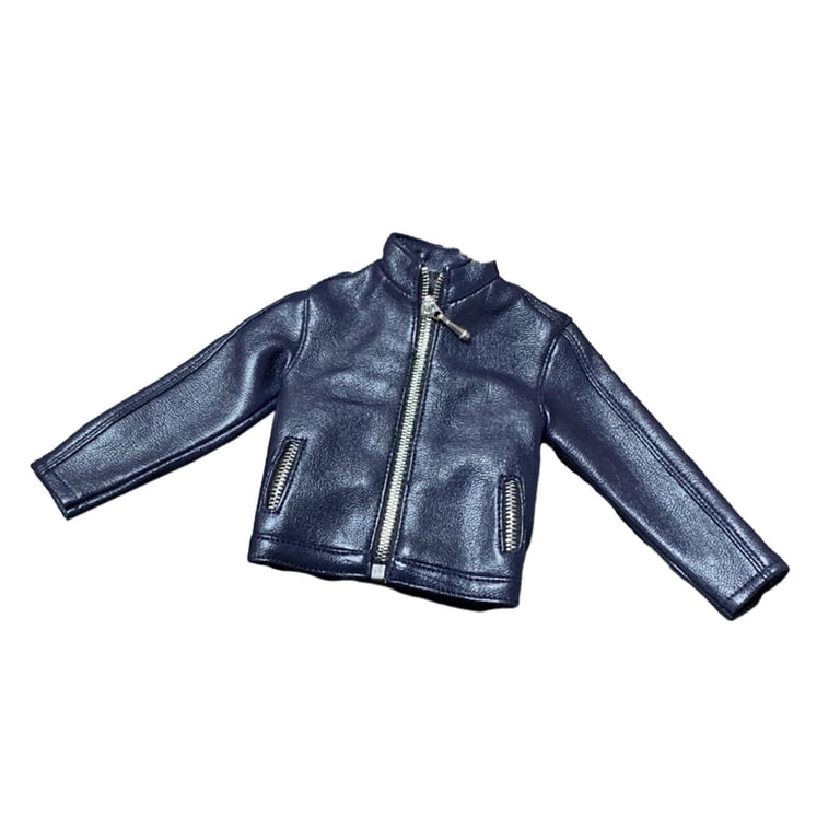 MERIGLARE 1/6 PU Leather Jacket, Miniature Costume, Stylish Retro Fancy Dress for 12'' Male Dolls, Figure, Accessories Costume blue
