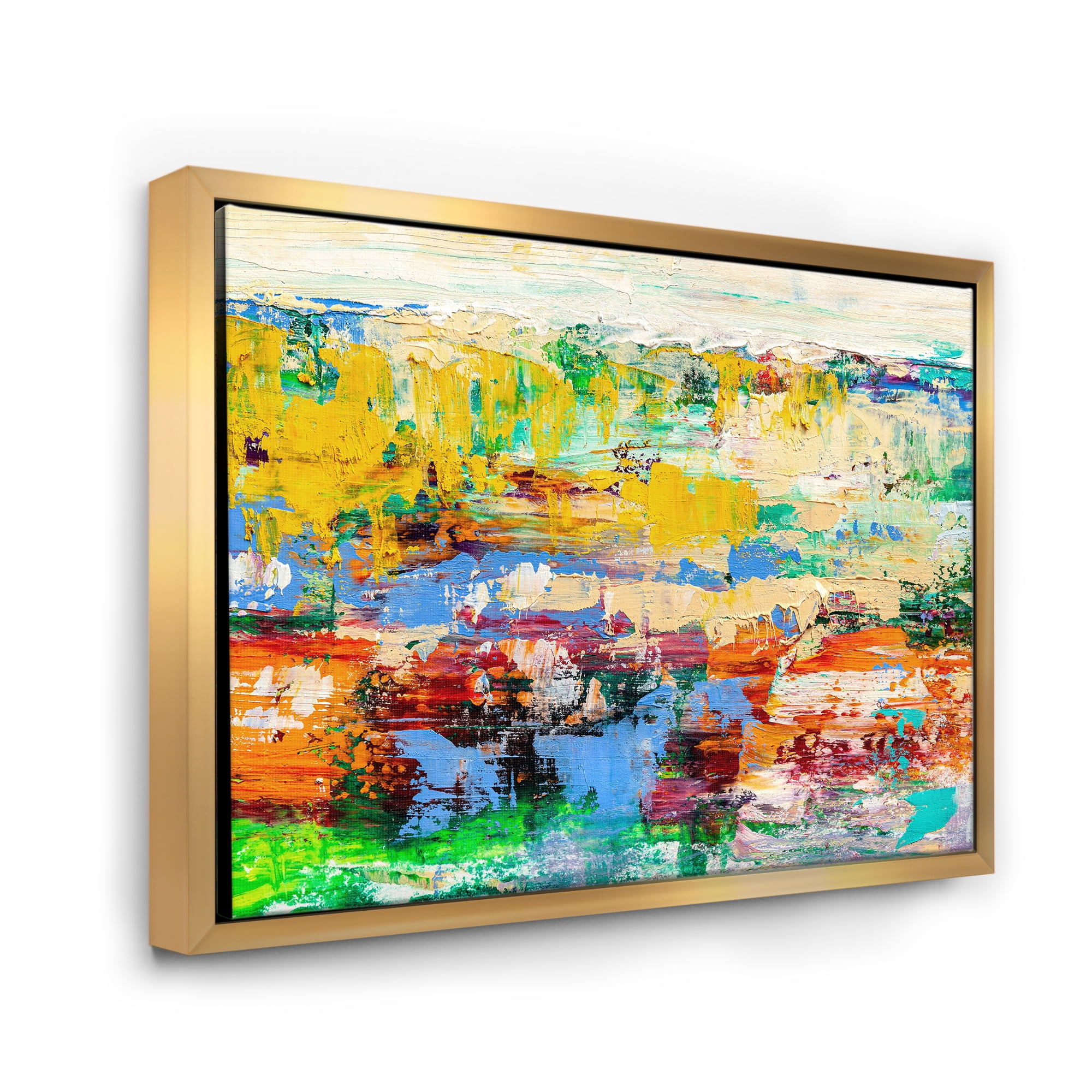 Designart 'Abstract Multicolored Bright Texture Art I' Modern Framed Canvas Wall Art Print