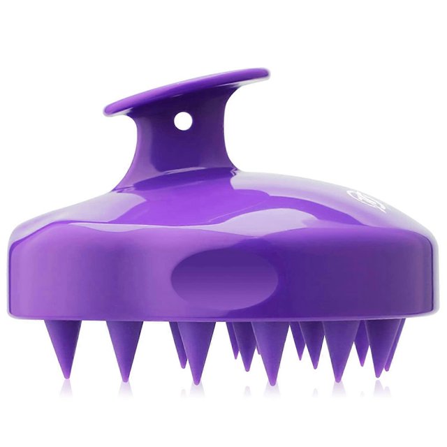 ZHAOCHENG Cepillo de champú masajeador para el cuero cabelludo con cerdas de silicona suaves y flexibles, color morado