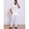 thumbnail image 2 of DARING DIVA Men's Waffle Short Sleeve Crew Neck Solid Knitted T-Shirt L White, 2 of 7