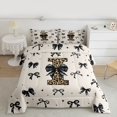thumbnail image 2 of Feelyou Leopard Print Initial I Twin Comforter Sets, Black Bowknot Bedding Set, 2-Piece, 2 of 8