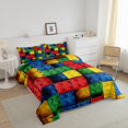 thumbnail image 2 of Erosebridal Construction Comforter Set King, 3D Building Blocks Bedding, Rainbow Colorful Brick Bedding Comforter Sets Funny Patchwork Geometric Duvet Insert, 2 of 5
