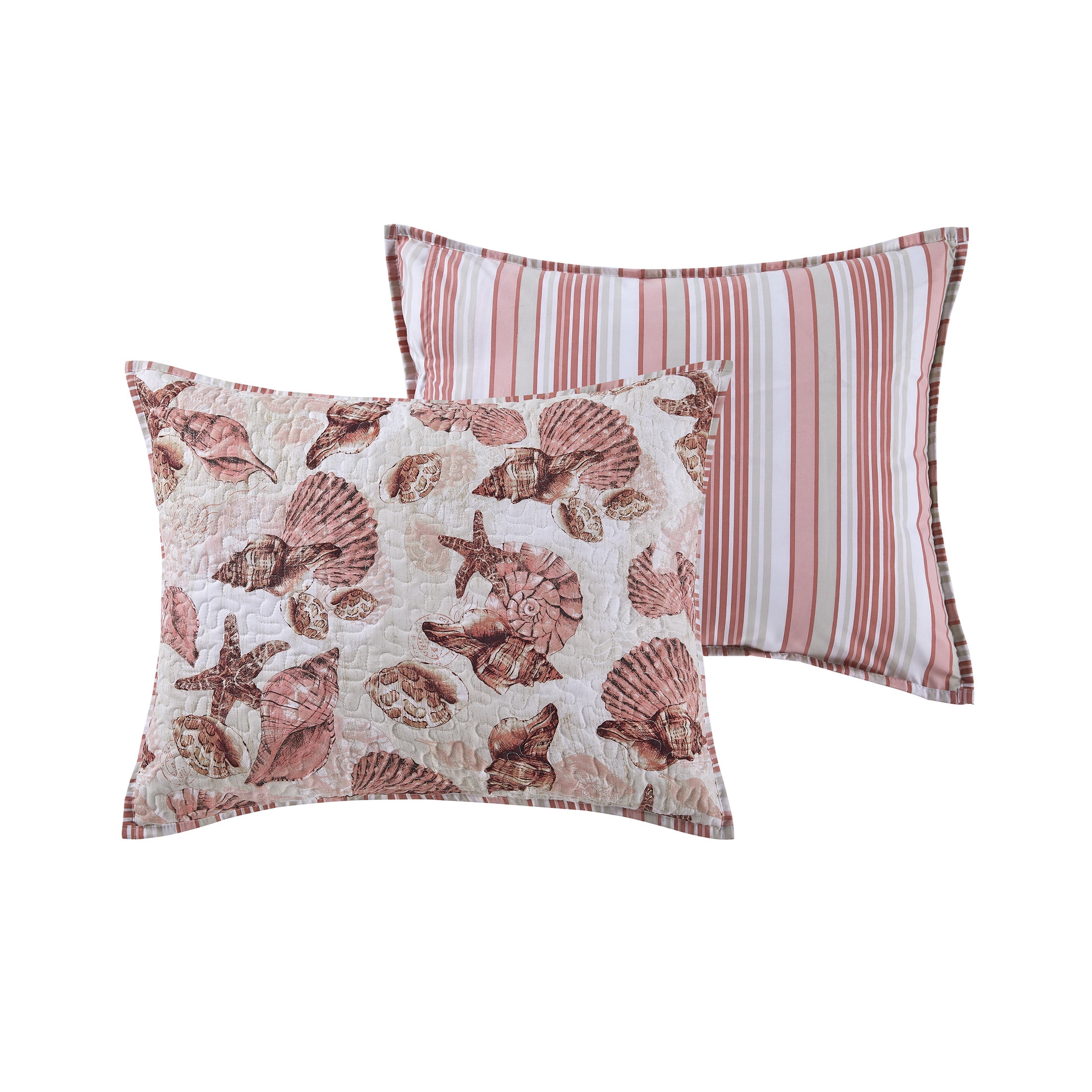 VCNY Home Shell Treasure 3-Piece Coral/Blush Sea Shell Reversible Quilt Set, King, Adult, Unisex