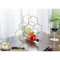 thumbnail image 5 of Nat & Jules Honeycomb Gold Tone Iron Metal Tabletop Wine Rack - Holds 6 Bottles, 5 of 6