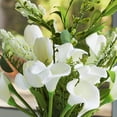 thumbnail image 3 of Enova Home Artificial Flowers Mixed Cream Real Touch Tulips and Lily Fake Silk Flowers Arrangement in Cylinder Glass Vase with Faux Water for Home Office Wedding Decoration, 3 of 4