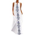 thumbnail image 2 of SMihono Robe Bohème d'Été pour Femmes Grande Taille Femmes Vintage Quotidienne Décontractée Sans Manches à Rayures Imprimée à Col en V Robe Maxi d'Été, 2 of 6
