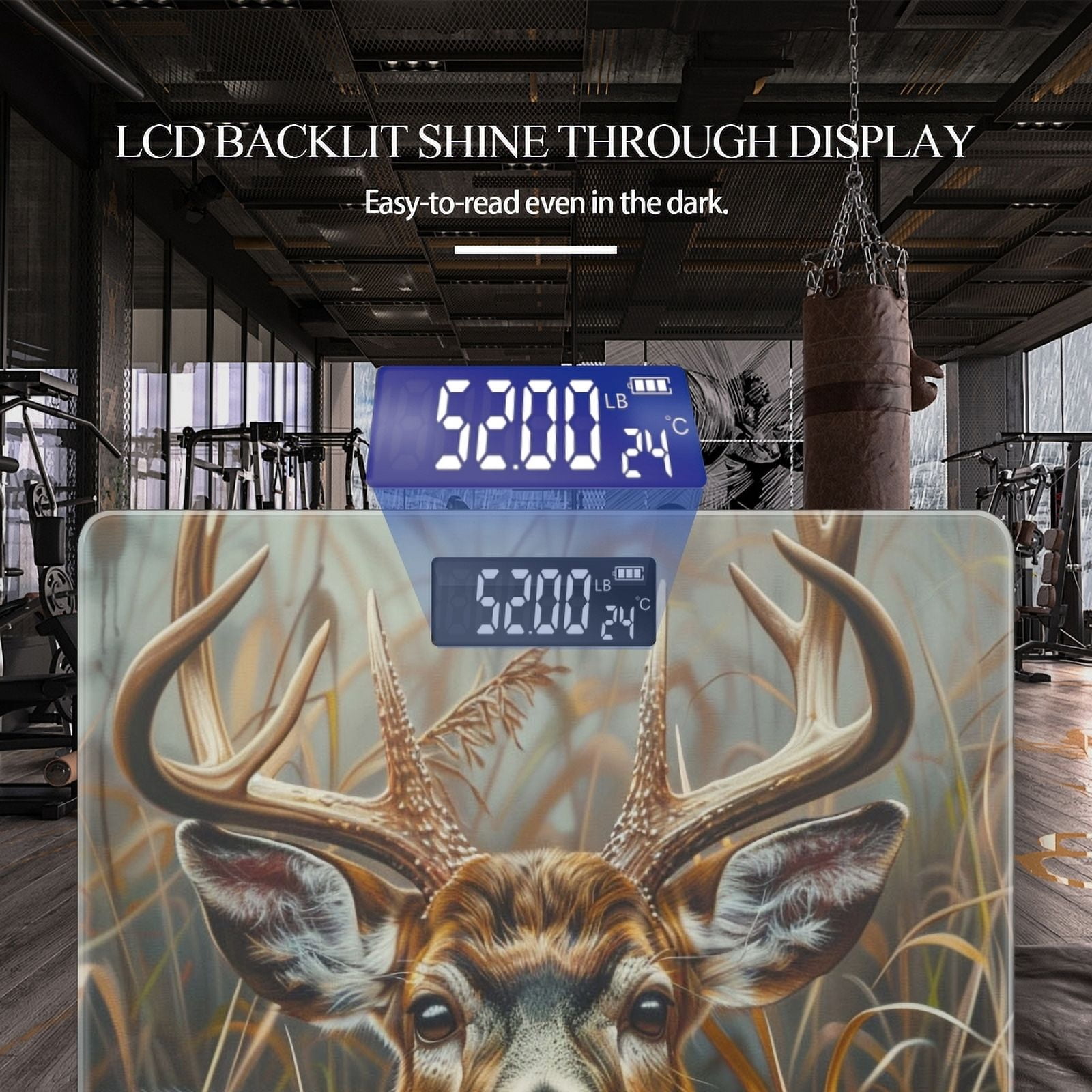 Bathroom Scale, Highly Accurate Digital Body Scale,Precisely Measures Weight up to 400 lbs-Deer In Tall Grass With Detailed Fur And Horns