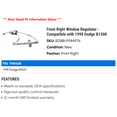 thumbnail image 2 of Front Right Window Regulator - Compatible with 1998 Dodge B1500, 2 of 2