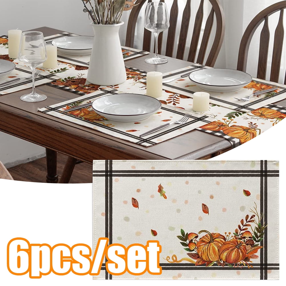Windham Home Autumn Fall Thanksgiving Themed Tapestry Placemats 