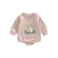 thumbnail image 1 of Mialoley Barboteuse Printemps pour Bébés Garçons Filles, Manches Longues Col Rond Imprimé Lettre Bunny, 1 of 9