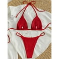 thumbnail image 2 of Women Triangle Halter Bikini Set High Cut String Thong Bathing Suit Self Tie Two Piece Swimsuit Swimwear for Womens Girls Red L, 2 of 3