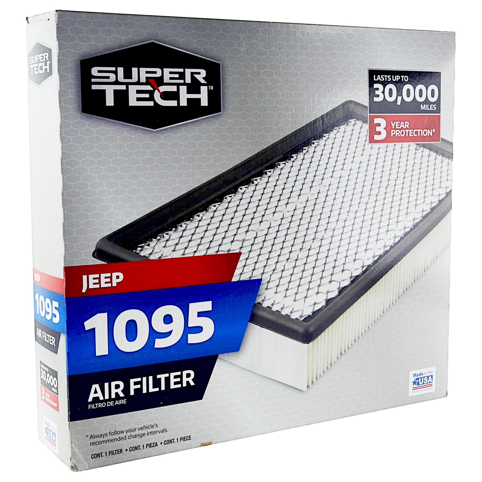 Super Tech 1095 Engine Air Filter, Replacement Filter for Chrysler or Jeep Fits select: 2008-2012 JEEP LIBERTY, 2007-2011 DODGE NITRO
