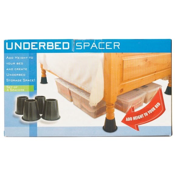Levantadores de cama Range Kleen, redondos, de plástico negro, 17 cm x 23 cm, paquete de 4