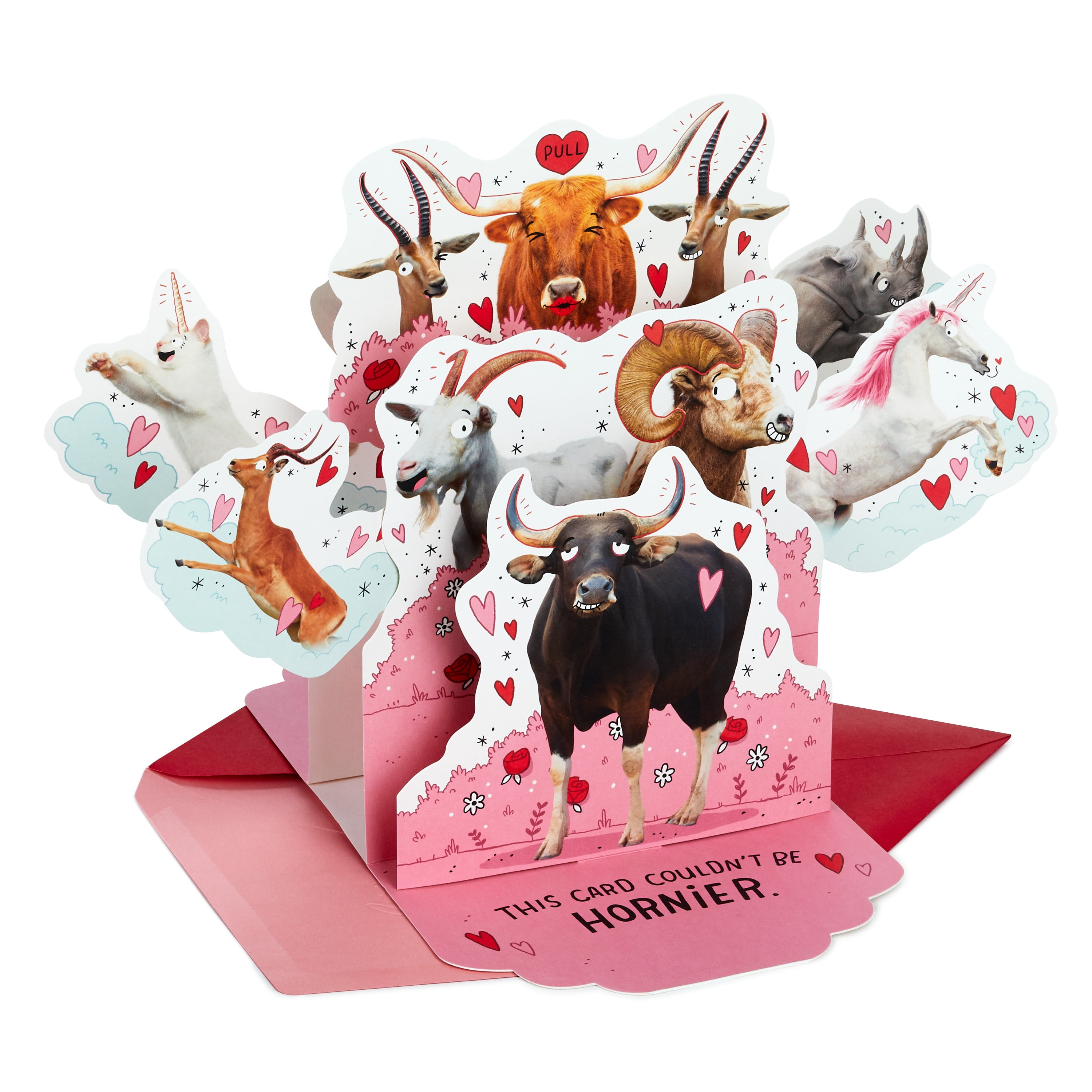 (2 pack) Hallmark Funny Pop Up Valentines Day Card for Husband, Wife, Boyfriend, Girlfriend (Horny Animals)