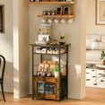 thumbnail image 4 of Coffee Bar Station, 3-Tier Small Coffee Stand Station with Storage, Farmhouse-Style Kitchen Microwave Stand Featuring 1-Door Cabinet for Living Room, Entryway, Kitchen, 4 of 8