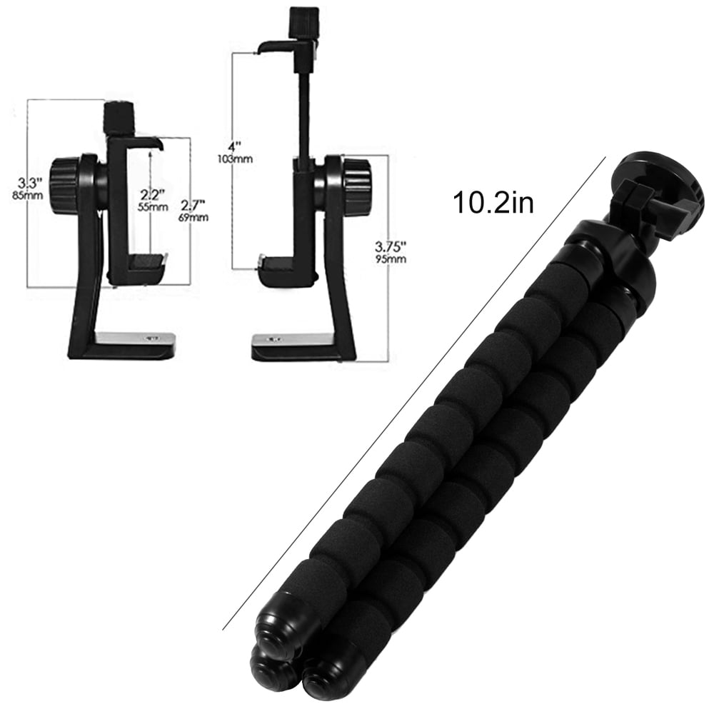 an eCostConnection Microfiber Cloth Acuvar 10/” inch Flexible Tripod with Quick Release Universal Rotating Mount for All Smartphones