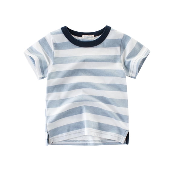 Gfyviroh 2-10 Years Boys Cotton T-shirts Loose Stripes Pullover Tee Shirts Short Sleeve Toddlers Tees