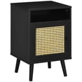 thumbnail image 1 of HOMCOM Nightstand, Bedside Table, Side Table w/ Cupboard and Shelf, Black, 1 of 10