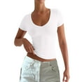 thumbnail image 2 of ZyeKqe Going out Tops for Women Short Sleeve Shirts Deep V Neck T Shirts Stretchy Slim Fitted Tees, 2 of 7