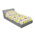 thumbnail image 2 of Ambesonne Floral Fitted Sheet & Pillow Sham Set, Florets Circle Hoop, Twin, Apple Green Dark Taupe, 2 of 2