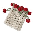 thumbnail image 4 of Bolso de hombro de crochet completo playa de mano tejida hecha a mano linda 591x472x118 pulgada de rosa de punto de rosa de punto Beige, 4 of 8