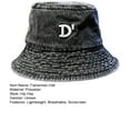 thumbnail image 7 of Mdesiwst Women Men Bucket Hat Round Flat Top Letter Hip Hop Decorative Sunscreen Windproof Deep Wide Brim Women Summer Hat Headwear, 7 of 7