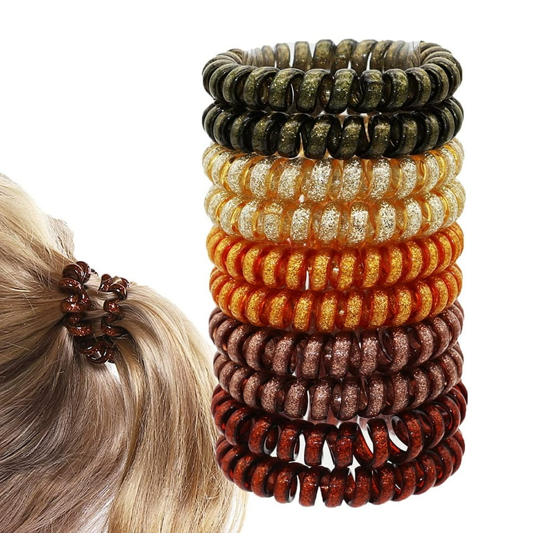 Spiral Hair Ties Glitter Coil Hair Ties Phone Cord Hair Ties for