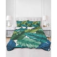 thumbnail image 3 of Summer Tropical Leaves Twin Size Down Alternative Comforter, Lightweight Comforter Quilt Bedding Set with Pillow Shams Blue Green Botanical Leaf Plants All Seasons Bed Comforter Duvet Insert 68"x86", 3 of 7