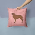 thumbnail image 2 of Portuguese Sheepdog Dog Checkerboard Pink Fabric Decorative Pillow, 2 of 4