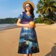 thumbnail image 4 of Disketp Fantasy Landscape Starry Night para Vestido de Manga Corta para Mujeres, Vestidos de Verano para Mujeres, Casual y Holgado para la Playa, 4 of 6