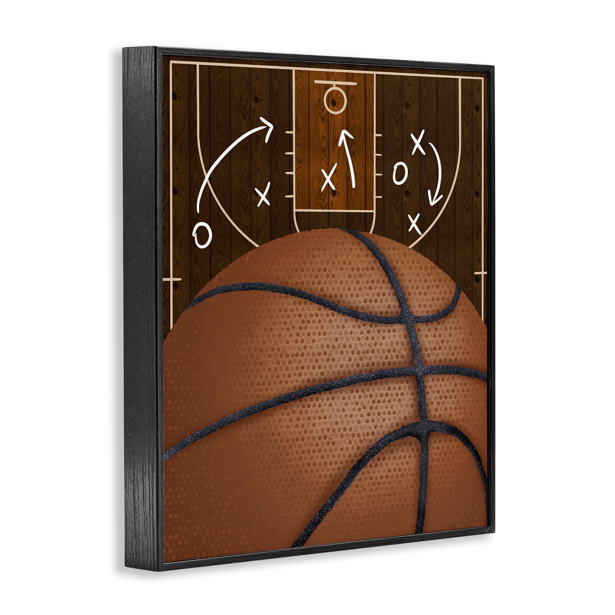 Stupell Industries Basketball Court Tactics Black Framed Giclee Art, design by Jennifer Stith