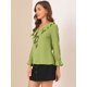 thumbnail image 4 of Blusa de gasa Allegra K con cuello En V volantes Verde claro S, 4 of 6