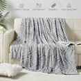thumbnail image 5 of Elegant Comfort Soft Print Flannel Fleece Bed Blanket, Cozy-Fuzzy Lightweight Bedspread Coverlet, All season Decorative Blanket for Couch, Sofa, Ogee Design, King Size, Gracey, 5 of 5
