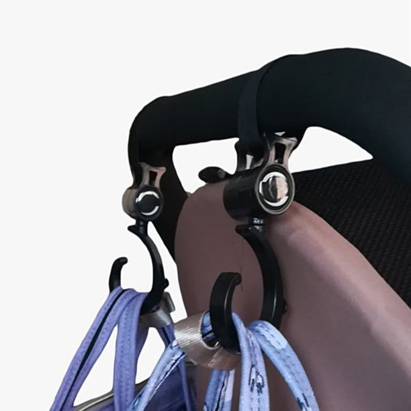 2x Black Clip Hooks for BabyZen strollers Hang Shopping Diaper Bags Purse New 