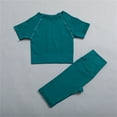 thumbnail image 3 of Hpapadks Womens Workout Sets 2 Piece Outdoor Running Fitness Wear Tight Quick Dry Short Sleeve Solid Crop Tops Shorts Yoga Set Yoga Sets for Women Green M, 3 of 5