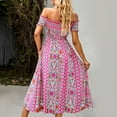 thumbnail image 4 of ANGGREK One Piece Off Shoulder Dress, Off Shoulder Slit Long Dress Floral Printed For Daily Life, 4 of 5