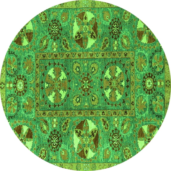 Ahgly Company Indoor Round Abstract Green Modern Area Rugs, 5' Round