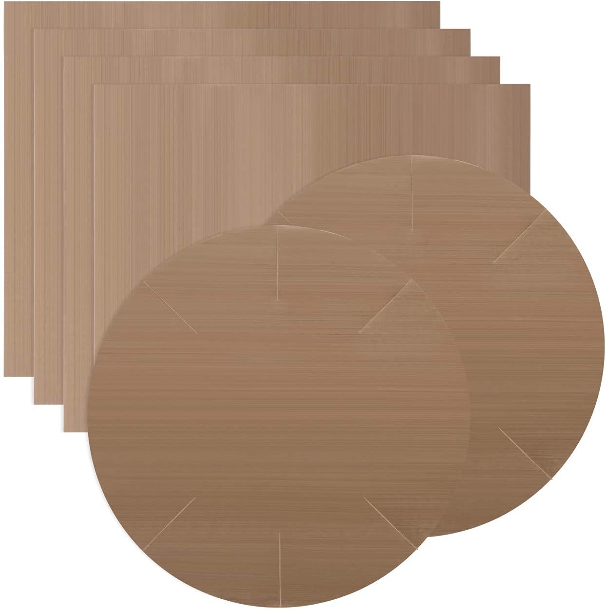 Naler 6Pcs Copper Grill Mat Set, Reusable Non Stick BBQ Grill Baking