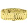 thumbnail image 6 of Mens Zodiac Sign Astrology Horoscope Leo Lion 14K Gold Finish Simulated Diamond Bracelet 8.5'', 6 of 6