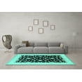 thumbnail image 3 of Ahgly Company Machine Washable Indoor Square Oriental Turquoise Blue Traditional Area Rugs, 5' Square, 3 of 4