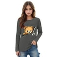 thumbnail image 3 of Ugoldhm Girls Shirts Round Neck Bear Zip Graphic Tops Long Sleeve Loose Fit Tunic Tees, 3 of 5
