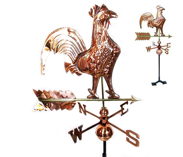 STKUSA Outdoor Rooster Weathervane Polished Copper, Roof Mount by STKUSA