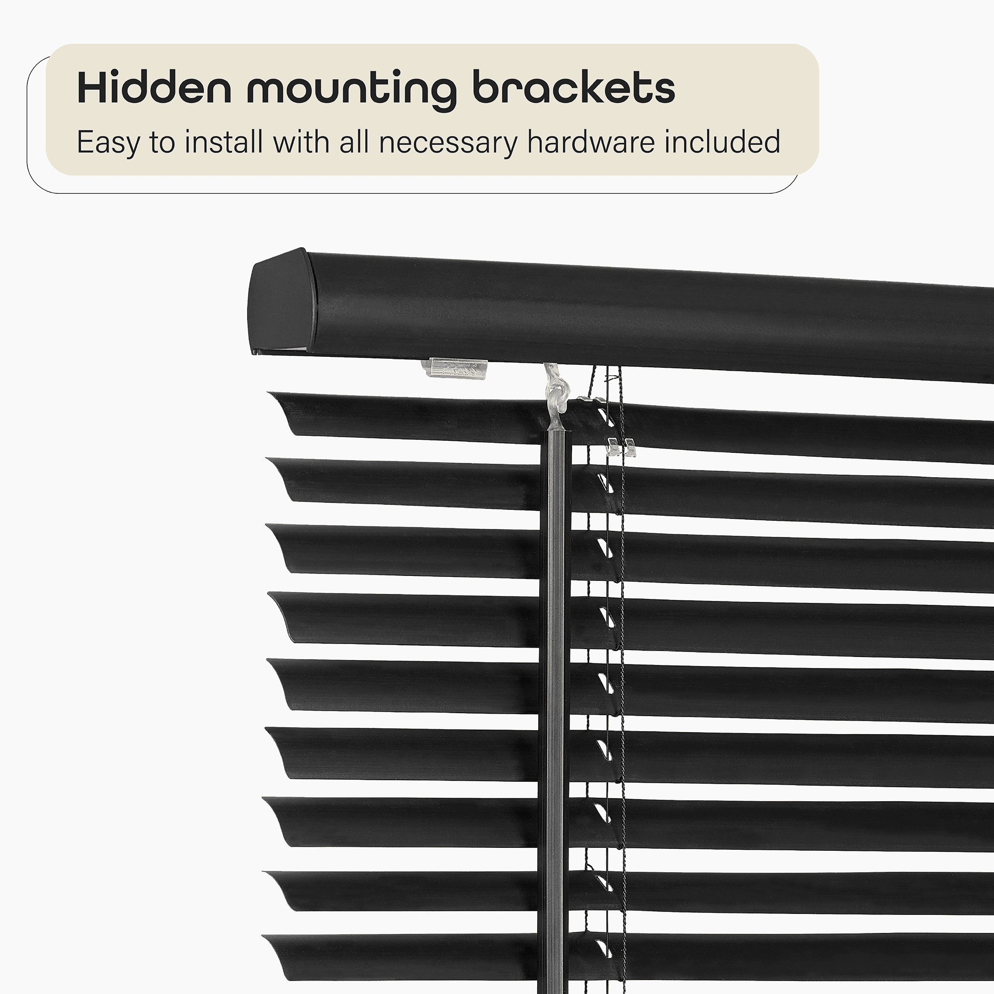 Achim GII Morningstar Indoor Cordless Black Vinyl Light Filtering Window Mini Blind, 64" L x 35" W