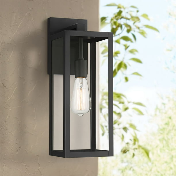 John Timberland Modern Industrial Outdoor Wall Light Fixture Mystic Black 17 Clear Glass Damp Rated Exterior House Porch Patio Com John Timberland Modern Industrial, Industrial Exterior Lighting Fixtures