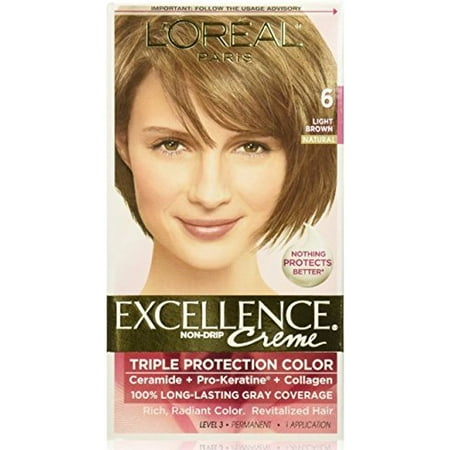 L'Oreal Paris Excellence Cr├⌐me Permanent Hair Color, 6 Light Brown (Pack of