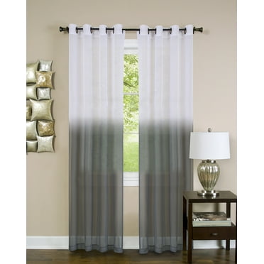 Window 2-Pack Panel Curtain Two-Tone Fade Modern Semi-Sheer Light Filter Grommet Panel