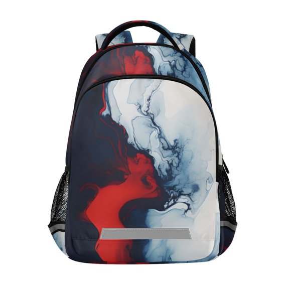 ALAZA Marble Blue and Red Backpack Elementary School Bag Bookbag Travel Rucksack
