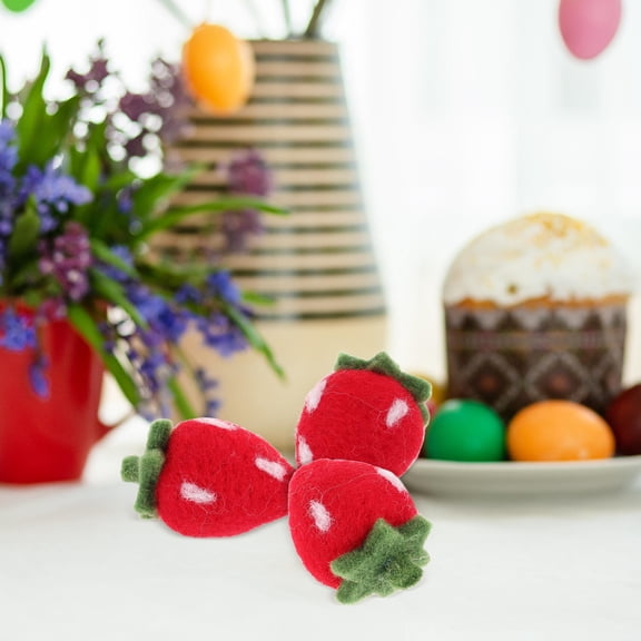 Clispeed 5Pcs DIY Felt Strawberry Embellishments Jewelry Making for Homeowners in Red Color